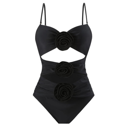 Damen Eleganter Badeanzug mit raffinierten Blumenapplikationen Stalluxe