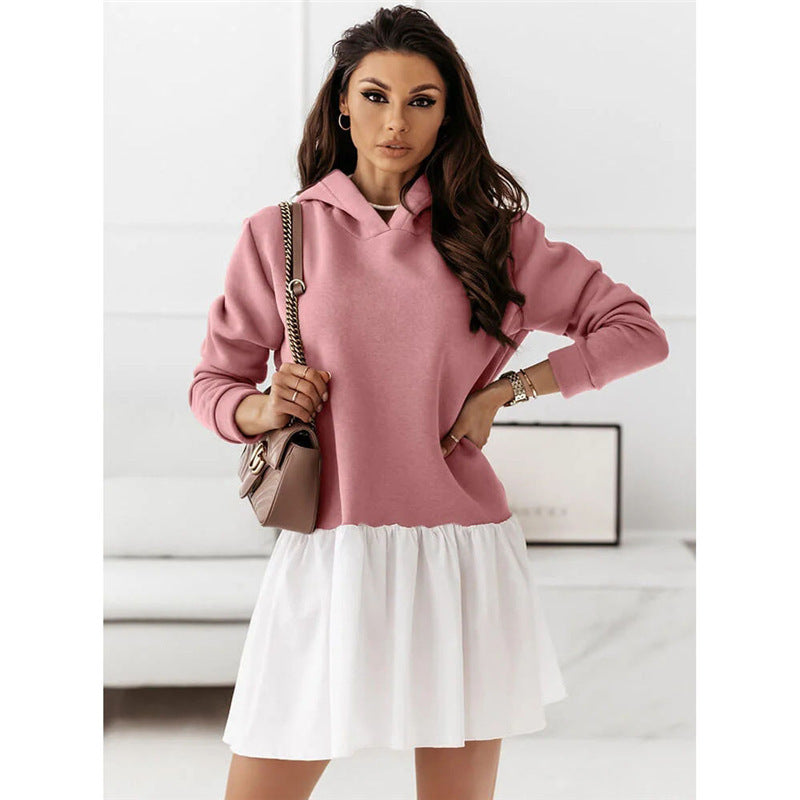 Damen lässiges Sweatkleid mit Kapuze Stalluxe