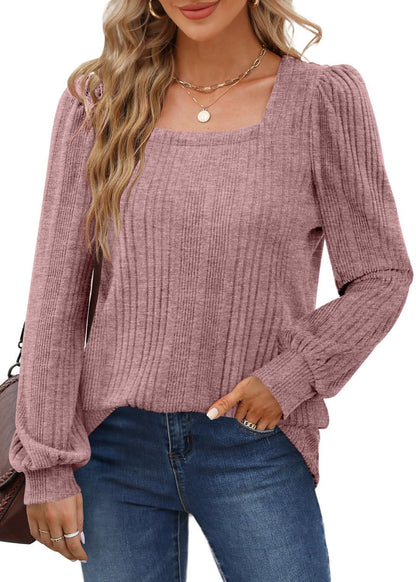 Women's Ribbed Puff Sleeve Sweater Stalluxe
