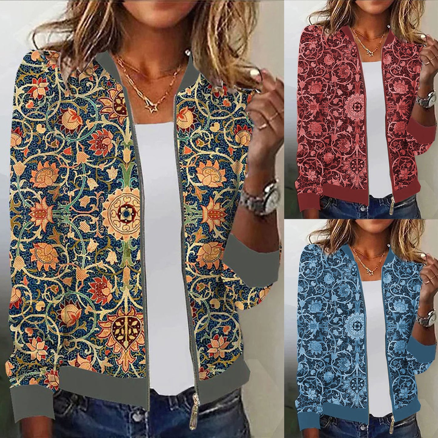 Damen Blousonjacke mit floralem Muster Stalluxe