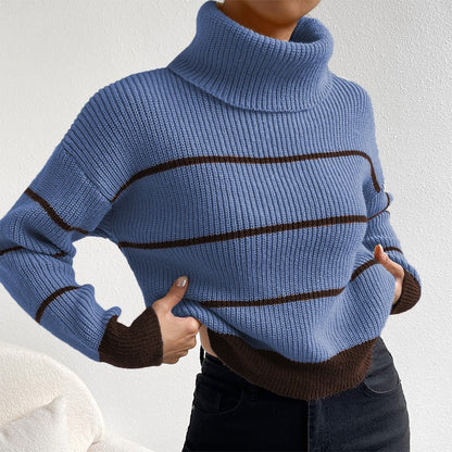 Damen Pullover mit hohem Kragen und Streifenmuster Stalluxe