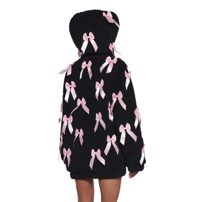 Damen Fleecejacke mit aufwendigen Satinschleifen Stalluxe