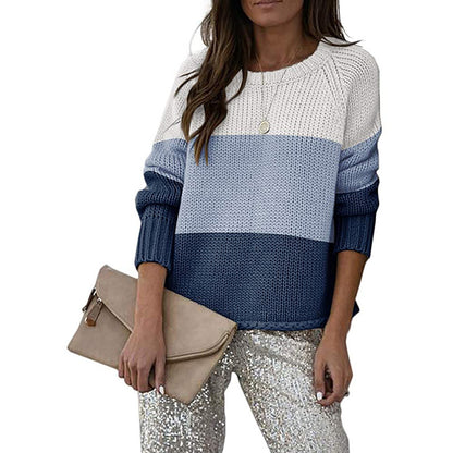 Damen modischer Strickpullover mit modernem Farbblock-Design Stalluxe