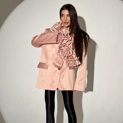 Damen Blazer mit voluminösen Rüschendetails und elegantem Kragen Stalluxe
