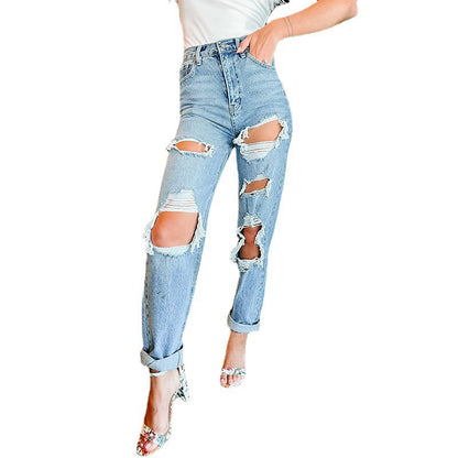 Damen Destroyed Mom-Jeans im lässigen Vintage-Look Stalluxe