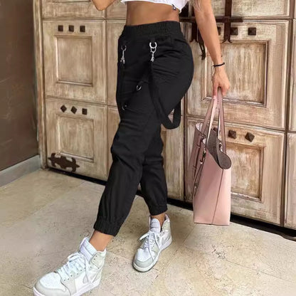 Damen Cargo-Hose mit praktischen Seitentaschen und verstellbarem Bund Stalluxe