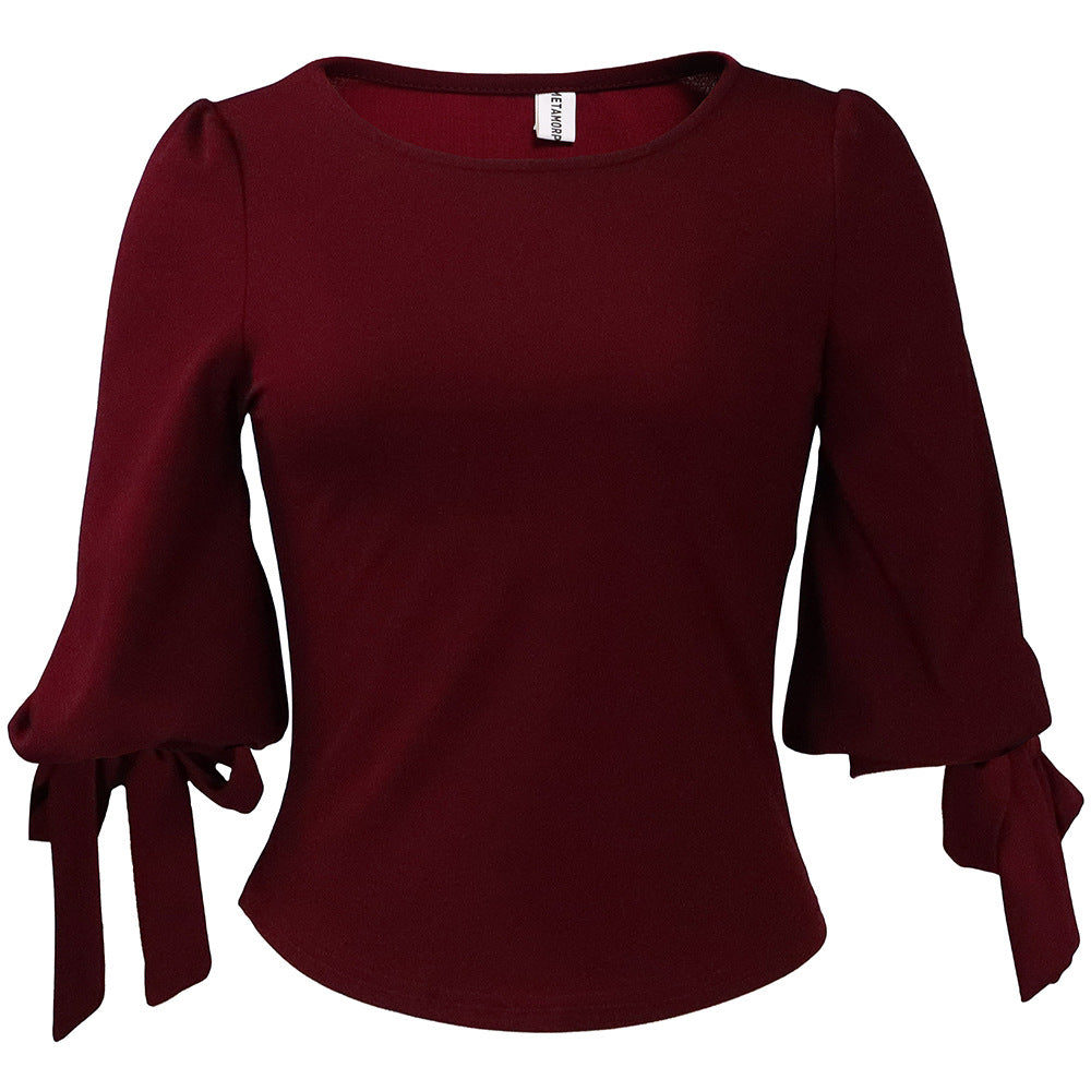 Damen Bluse mit voluminösen Ärmeln und Bänder Stalluxe