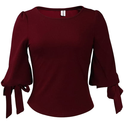 Damen Bluse mit voluminösen Ärmeln und Bänder Stalluxe