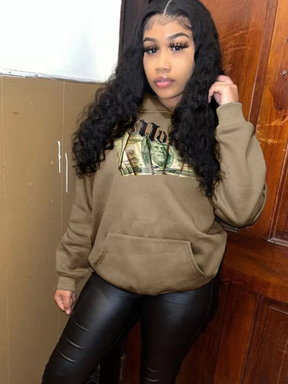 Damen Kapuzenpullover mit kreativem Grafikdruck und bequemer Passform Stalluxe