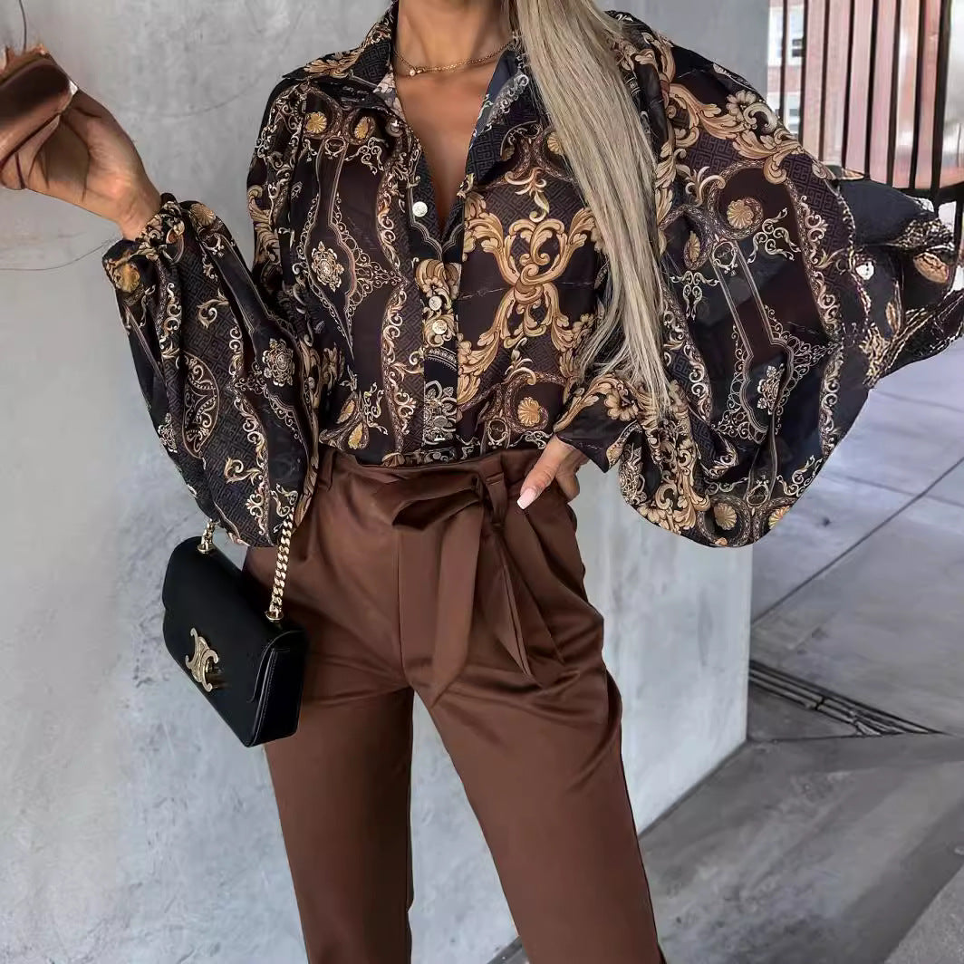 Damen Bluse mit floralen Mustern und voluminösen Ärmeln Stalluxe