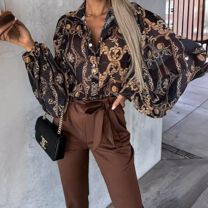 Damen Bluse mit floralen Mustern und voluminösen Ärmeln Stalluxe