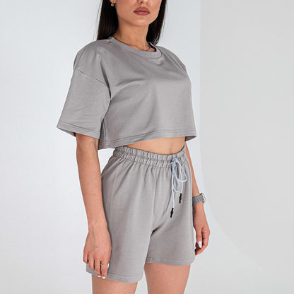 Damen lässiges Crop-Top und Shorts Set Stalluxe