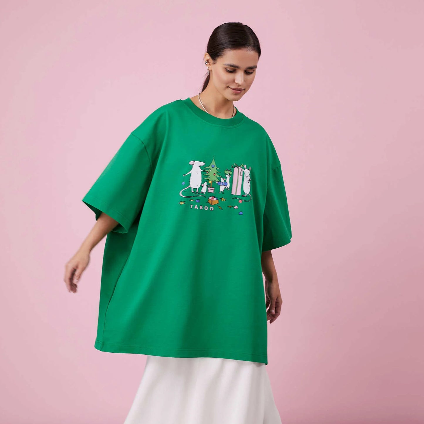 Damen Oversized T-Shirt mit kreativem Tiermotiv und lässigem Schnitt Stalluxe Grün