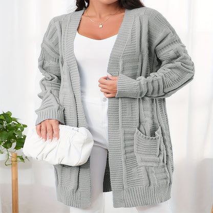 Damen Strickjacke mit strukturiertem Muster und praktischen Taschen Stalluxe