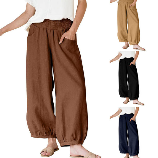 Damen weite Hose mit elastischem Bund und praktischen Seitentaschen Stalluxe
