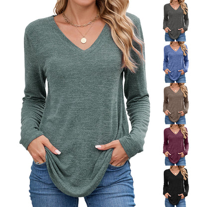 Damen Langarmshirt mit V-Ausschnitt und lässigem Schnitt Stalluxe