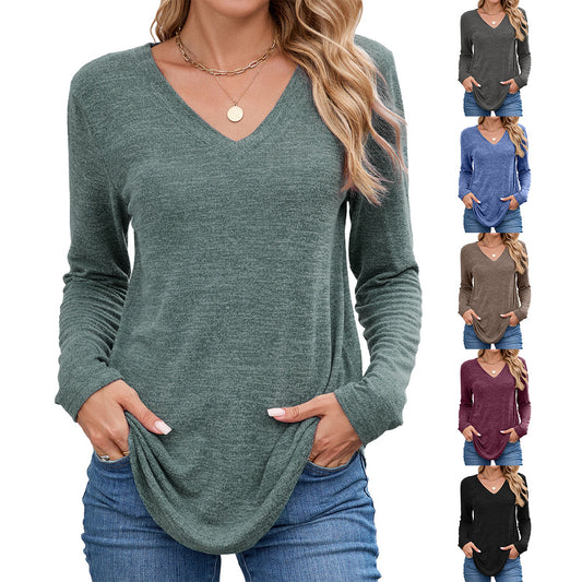 Damen Langarmshirt mit V-Ausschnitt und lässigem Schnitt Stalluxe