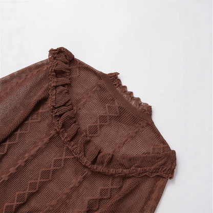 Damen Süßes Strickoberteil mit Rüschendetails und Knopfleiste Stalluxe