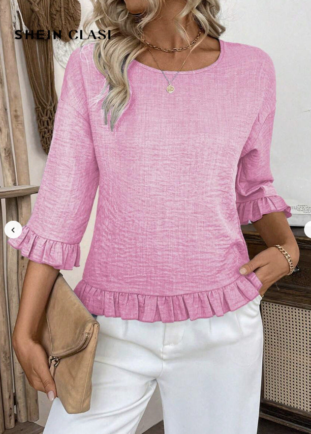 Damen lässige Bluse mit Rüschen Stalluxe