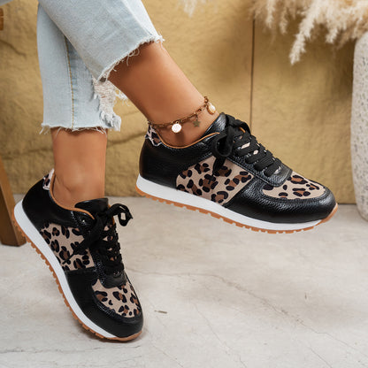 Damen Sneaker mit Leopardenmuster und atmungsaktiver Sohle Stalluxe