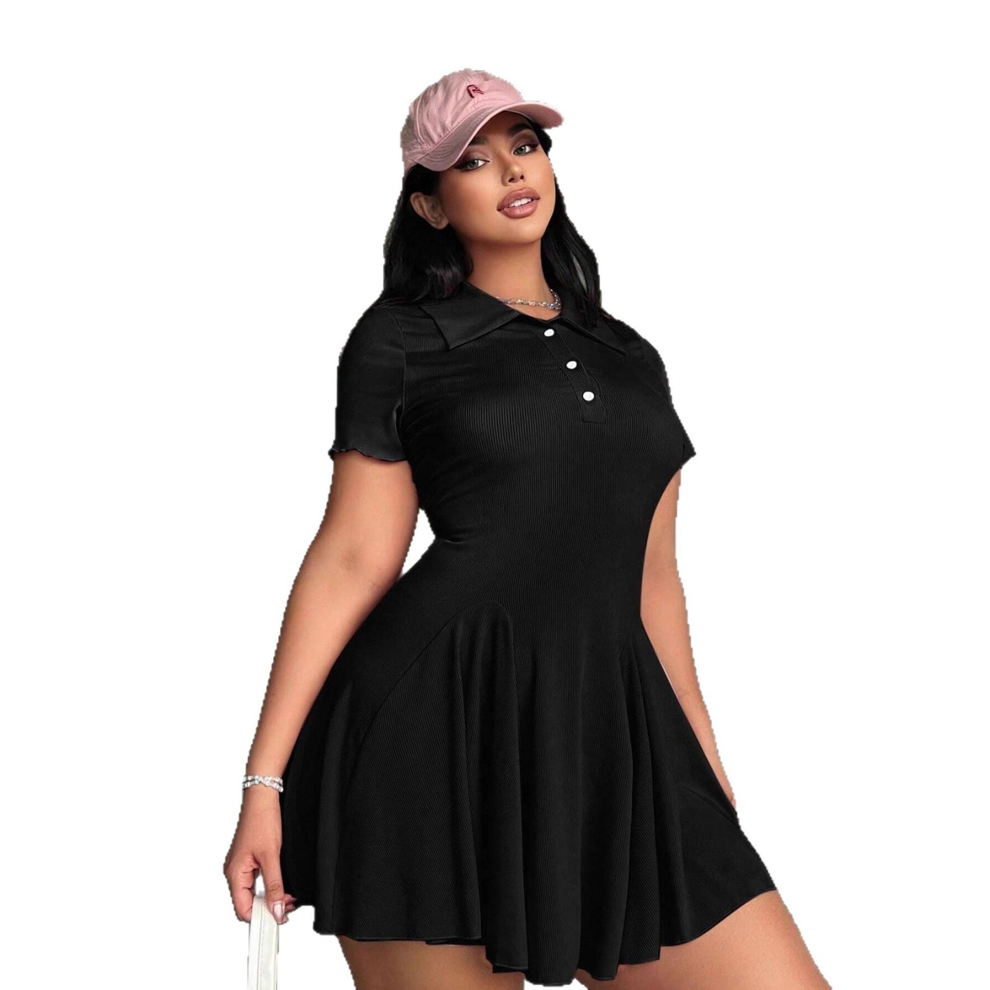 Damen Polo-Kleid mit schwingendem Rock und eleganter Knopfleiste Stalluxe