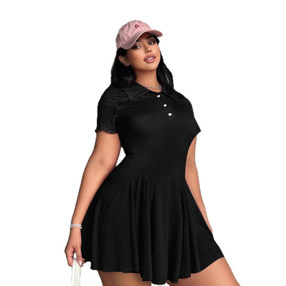 Damen Polo-Kleid mit schwingendem Rock und eleganter Knopfleiste Stalluxe