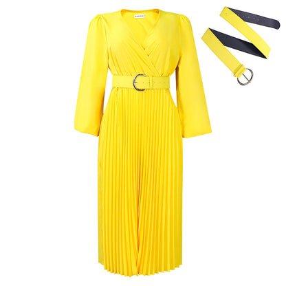 Damen Wickelkleid mit eleganten Falten und tailliertem Gürtel Stalluxe