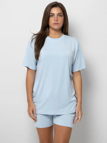 Damen lässiges Set mit oversized T-Shirt und Shorts Stalluxe