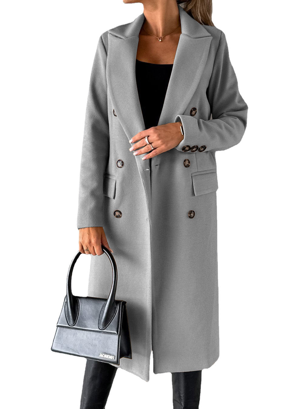 Damen Wintermantel im eleganten Schnitt mit doppelter Knopfreihe und tiefen Taschen Stalluxe