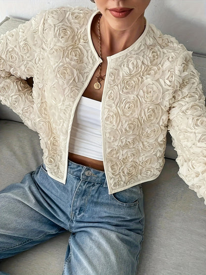 Damen Blütenjacke im eleganten Design mit strukturiertem Blumenmuster Stalluxe