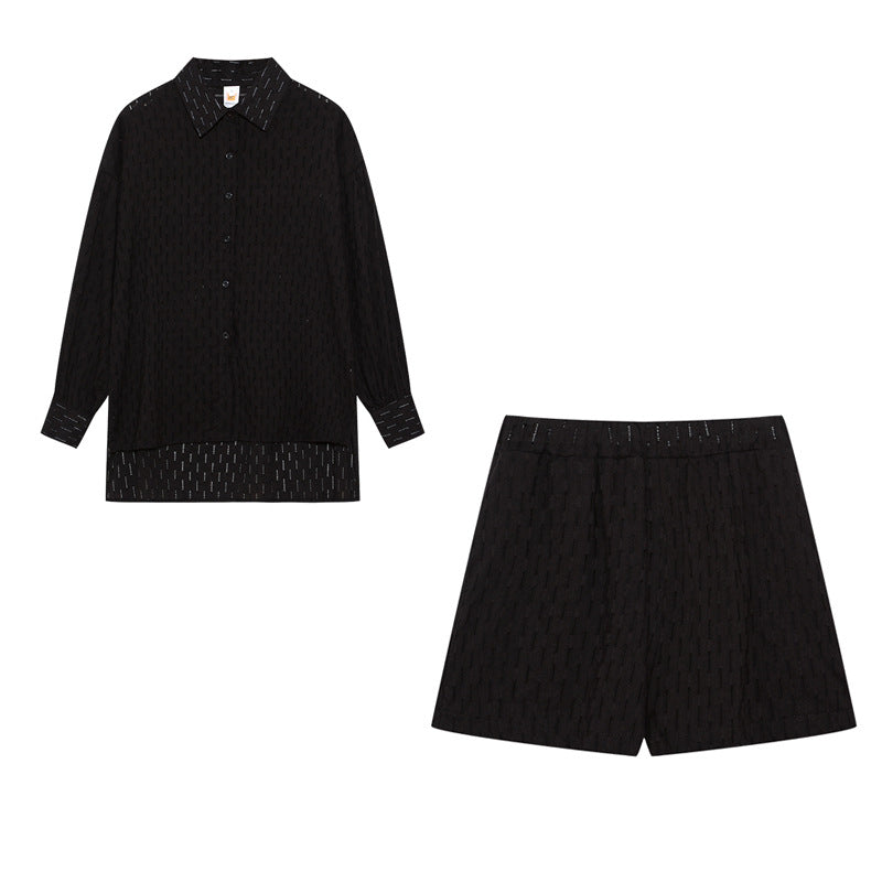 Damen lässiges Set mit atmungsaktiver Hemdbluse und komfortablen Shorts Stalluxe