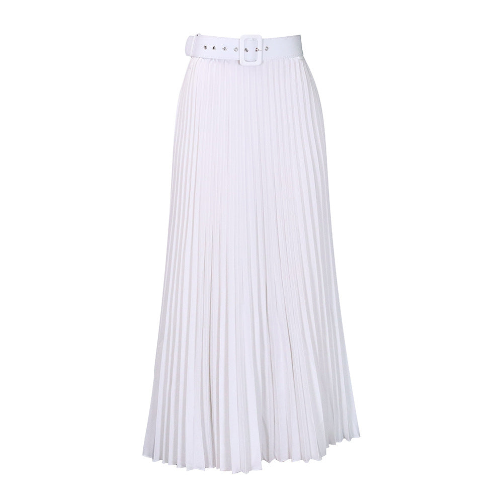 Damen Plisseerock mit breitem Gürtel und elegantem Schnitt Stalluxe
