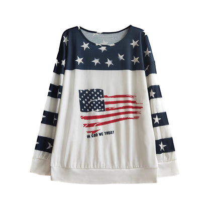 Damen Lässiges Sweatshirt mit Sternen-Design und Flaggenmotiv Stalluxe