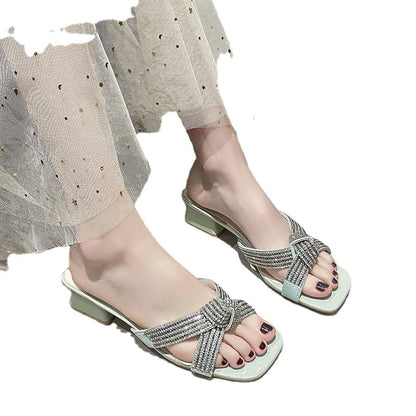 Damen elegante Sandalen mit Strassverzierungen und komfortablem Blockabsatz Stalluxe