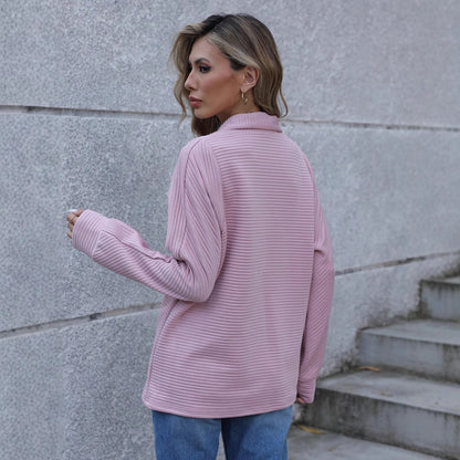 Damen lässiger Pullover mit hohem Kragen und strukturiertem Design Stalluxe