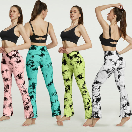 Damen Flared Yoga-Leggings mit einzigartigem Batikmuster Stalluxe