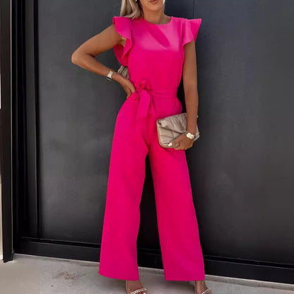Damen Jumpsuit mit Taillengurt und eleganten Rüschendetails Stalluxe