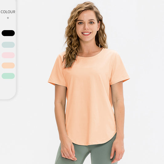 Damen Atmungsaktives Fitness-T-Shirt mit Rundhalsausschnitt und sportlichem Schnitt Stalluxe
