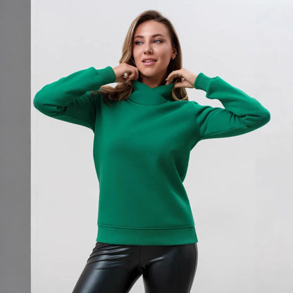 Damen lässiger Pullover mit modernem Stehkragen und hochwertiger Baumwolle Stalluxe Grün