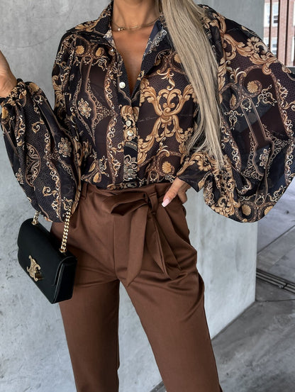 Damen Bluse mit floralen Mustern und voluminösen Ärmeln Stalluxe