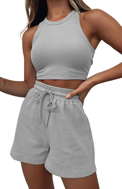 Damen sportliches Crop-Top und lässige Shorts Set Stalluxe