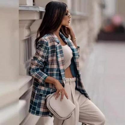 Damen Karierter Blazer im modischen Schnitt Stalluxe