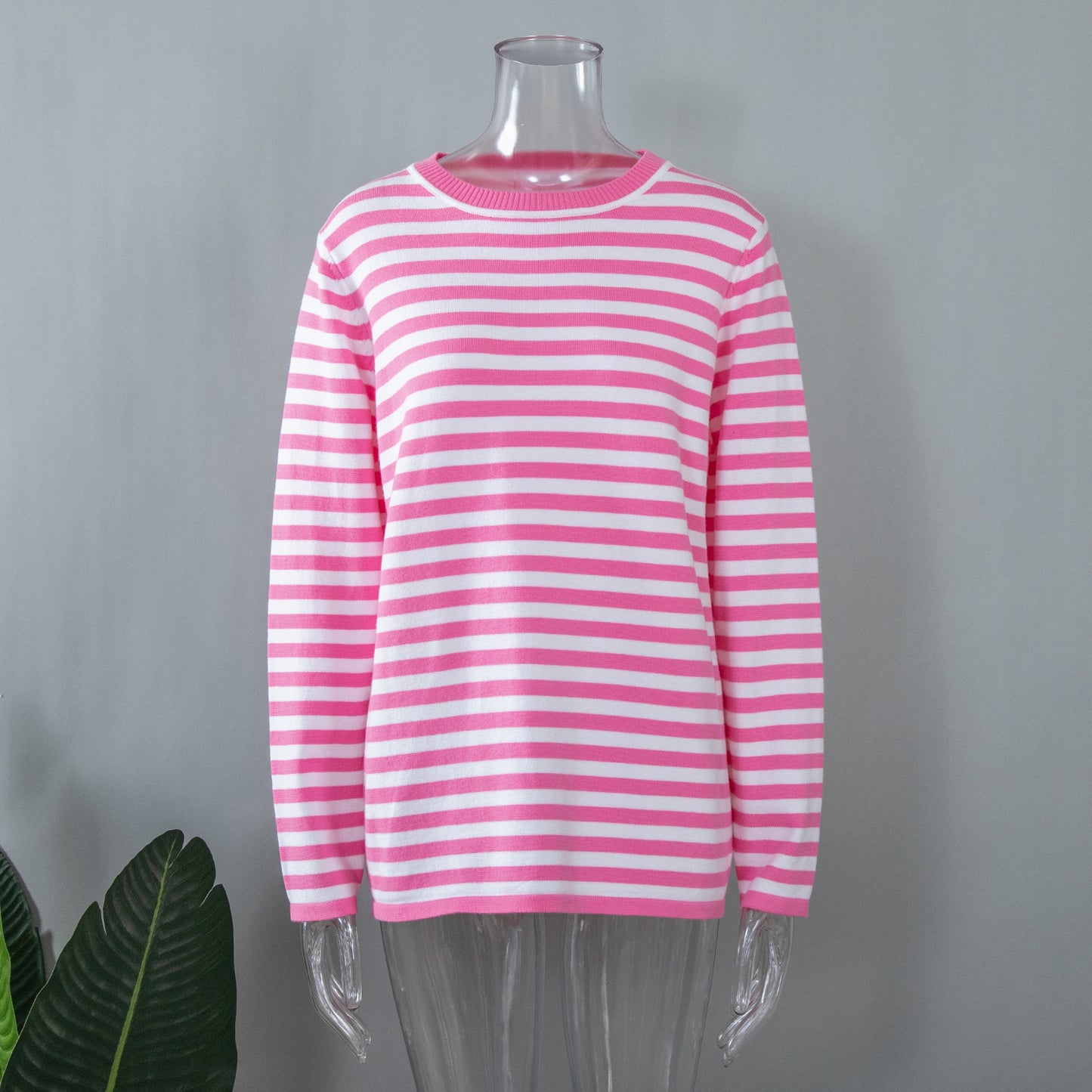 Damen lässiger Strickpullover mit gestreiftem Muster und weitem Schnitt Stalluxe
