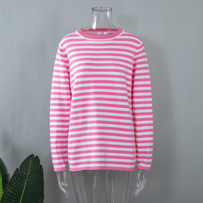 Damen lässiger Strickpullover mit gestreiftem Muster und weitem Schnitt Stalluxe
