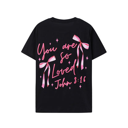Damen T-Shirt mit kreativem Schriftzug und Rüschen-Details Stalluxe