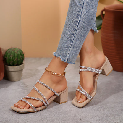 Damen Elegante Sandalen mit funkelnden Riemen und blockiertem Absatz Stalluxe