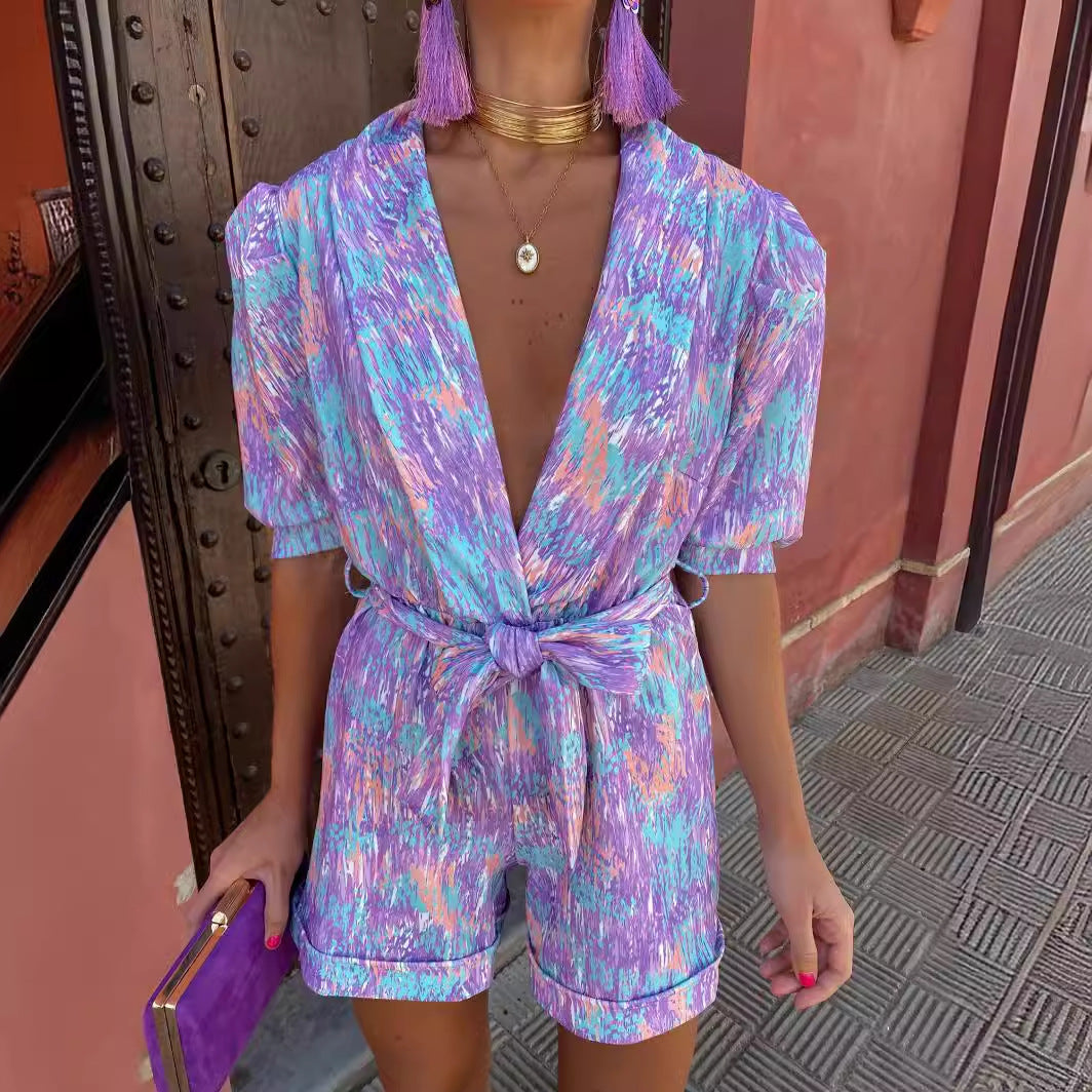 Damen Jumpsuit mit buntem Muster Stalluxe