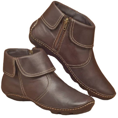 Damen stilvolle Lederstiefeletten mit seitlichem Reißverschluss Stalluxe