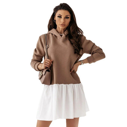 Damen lässiges Sweatkleid mit Kapuze Stalluxe