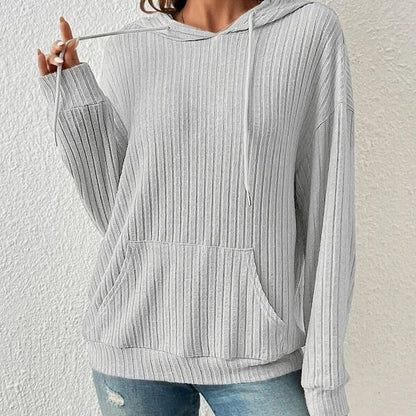 Damen Lässiger Kapuzenpullover mit Rippstruktur und praktischer Kängurutasche Stalluxe